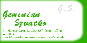 geminian szvatko business card